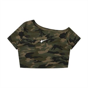 Off-Shoulder Top – Army Green Camo