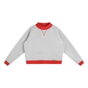 Contrast Trim Sweatshirt – Flower Gray with Red