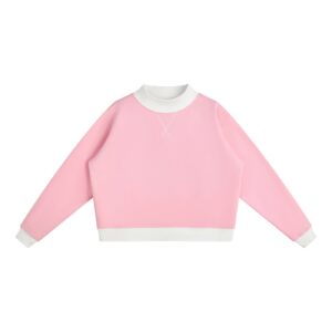 Contrast Trim Sweatshirt – Pink with White