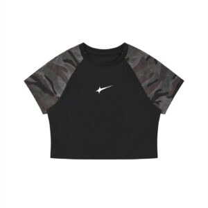 Raglan Top – Black With Gray Camo