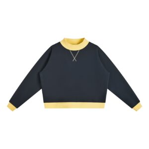 Contrast Trim Sweatshirt – Navy Blue with Yellow