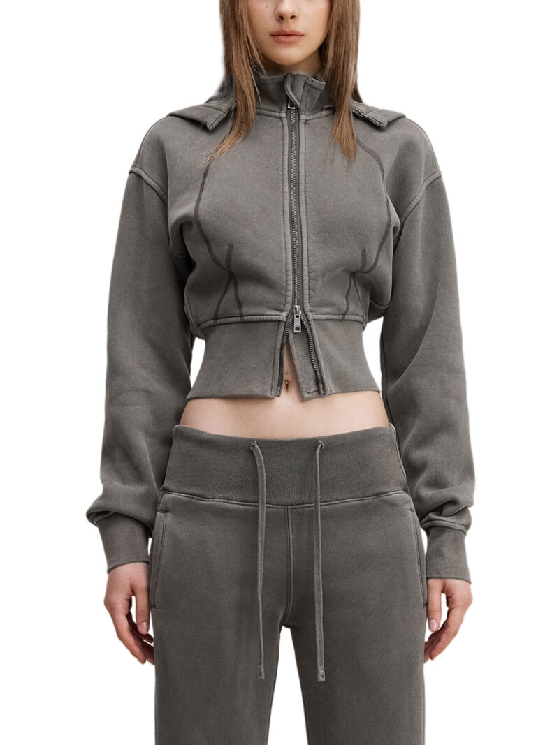 Vintage Washed Cropped Fleece Hoodie, worn view
