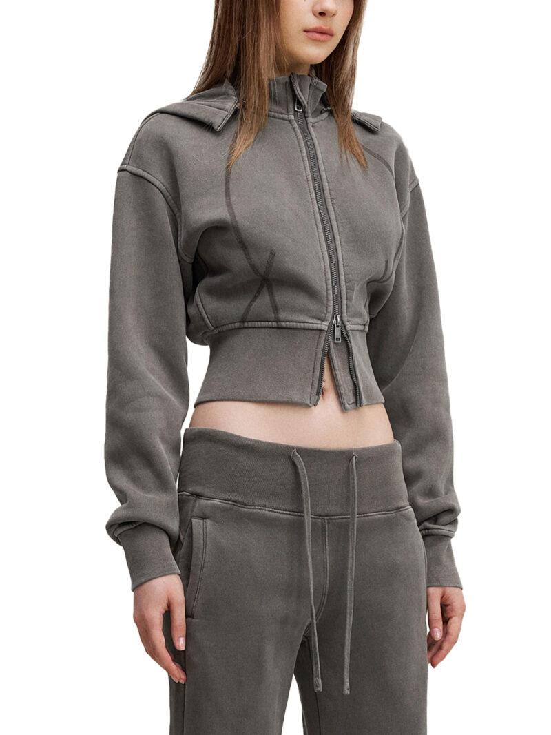 Vintage Washed Cropped Fleece Hoodie, worn view