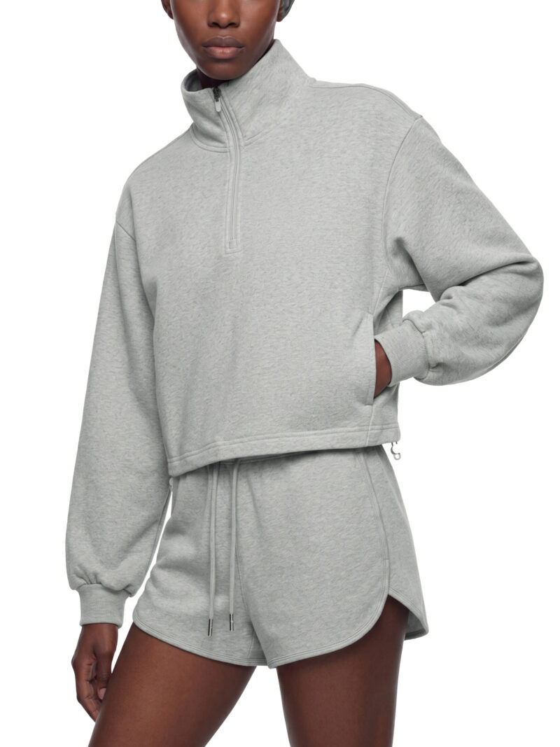 Women’s Mock-Neck Quarter-Zip Sweatshirt, worn view