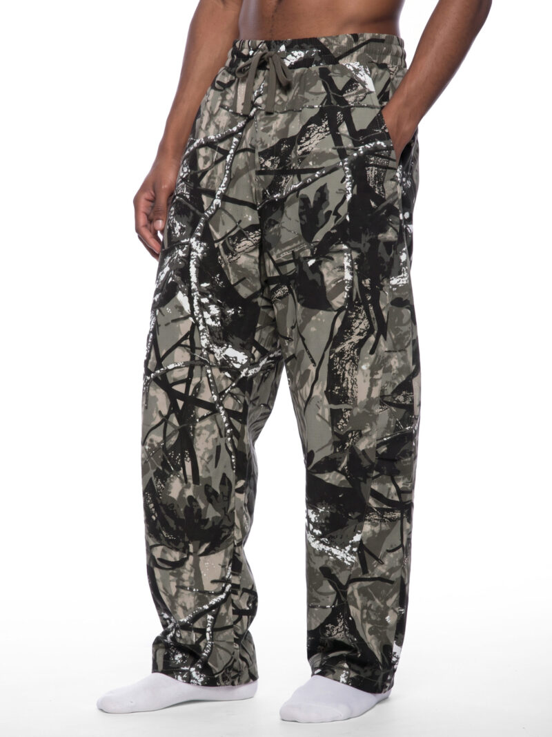 Unisex Tree Camo Barrel Leg Pants, worn view