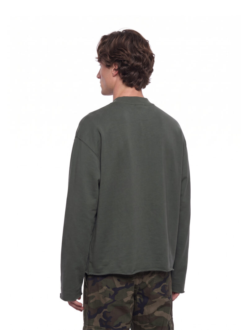 Offside Downtown Mock Neck Sweatshirt in Dark Gray, back view worn by model