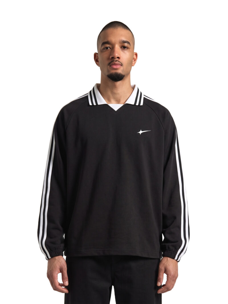 Offside Sunday League Retro Jersey in black, worn by model